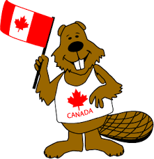 beaver waving a canada flage